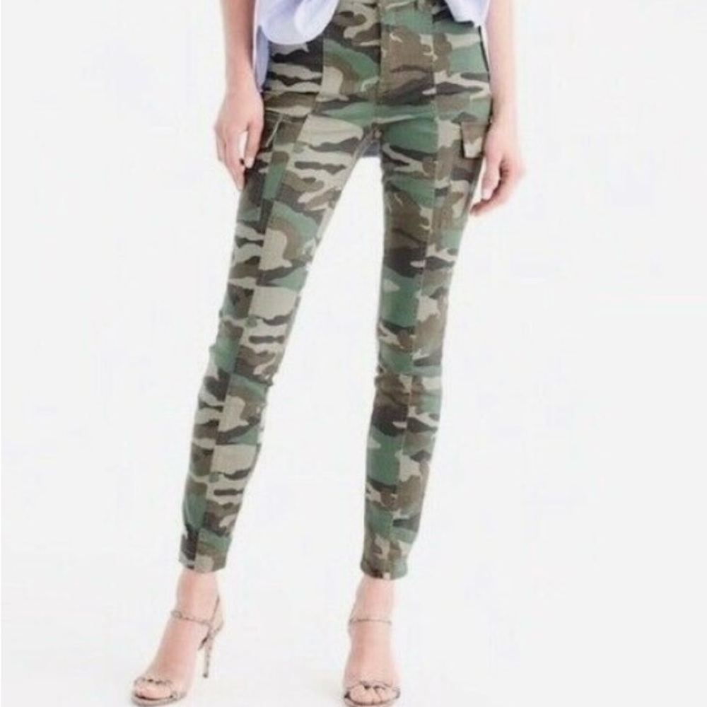 J. Crew Womans Green Camouflage Skinny Pants Size 28